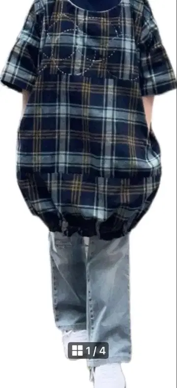 체크 무늬 오버 사이즈