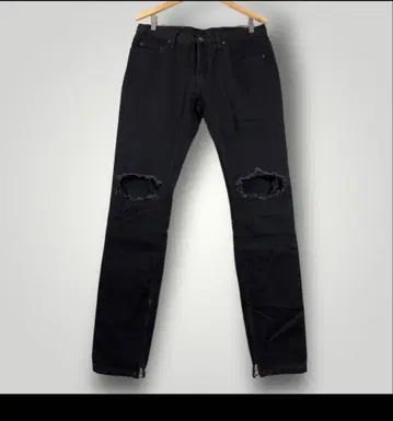 미니멀 데미지 진 29 데미지 가공 블랙 데님 팬츠