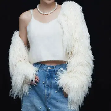 퍼 니트 가디건 아이보리