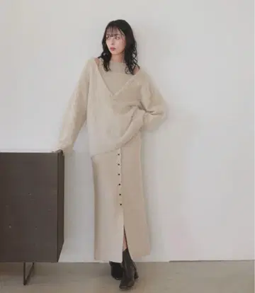 LIAN 브라운 앙상블풍 니트 스커트 셋업 새상품급