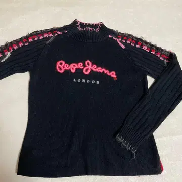 Pepe Jeans LONDON 로고 자수 리브 니트 스웨터 M