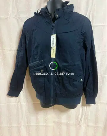 네이비 나일론 자켓 후드 부착