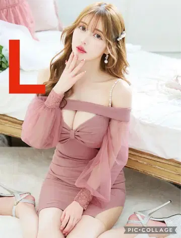 JEWELS 롱 슬리브 오프숄더 타이트 미니 드레스 L