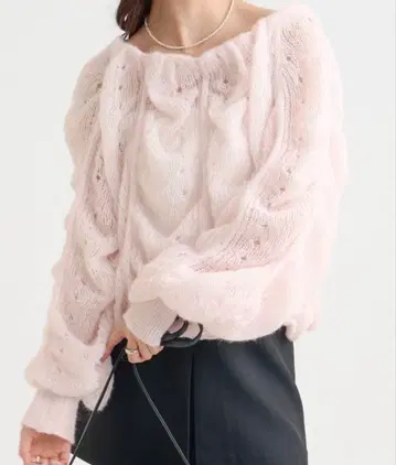 mystic 웨이브 시어 휘핑 니트 핑크 새상품