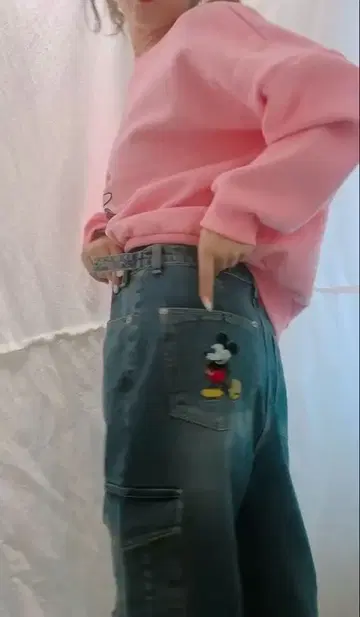 LINK@ 원포인트 미키마우스 자수 데님 청바지 링크앳 한국