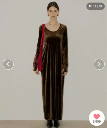 [ yae ] 2way Uneck velours long dress