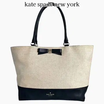 케이트 스페이드 캔버스 가죽 토트백 A4 사이즈 대응