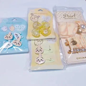 1세트 한정 치이카와 토끼 머리끈, 헤어 클립, 헤어핀 9개 세트