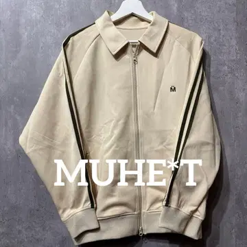 MUHE*T 크림색 그린 라인 집업 자켓 M