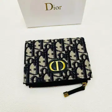 [ 부속품 완비 ] 이단 접이식 지갑 네이비 트로터 캔버스 가죽