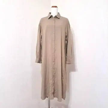 OZOC 셔츠 원피스 플리츠 무지 그레이지 긴팔 깔끔 [ 38 ]