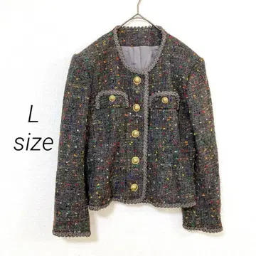 자켓 그레이 화려한 무늬 L 상당 골드 버튼 다색 개성적