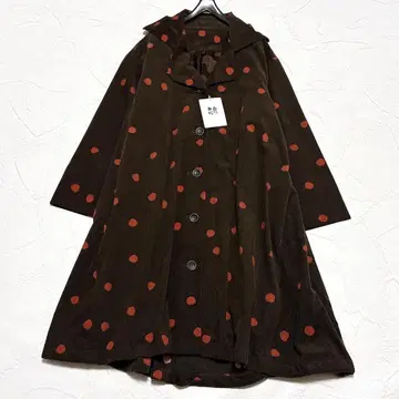 택 포함 자우 센소유니코 코듀로이 롱 코트 도트 올 패턴 40