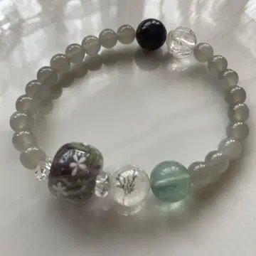 잠자리 구슬 덴드리 아이올라이트 블랙 문스톤 연꽃 수정 외 팔찌
