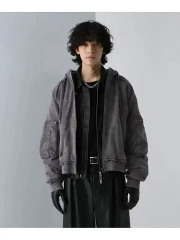 묶음 구매 할인 피그먼트 더블 포켓 ZIP 후드티 퍼플 M