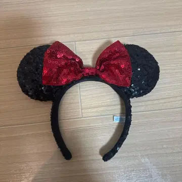 미니 마우스 귀 모양 머리띠 블랙과 빨간색