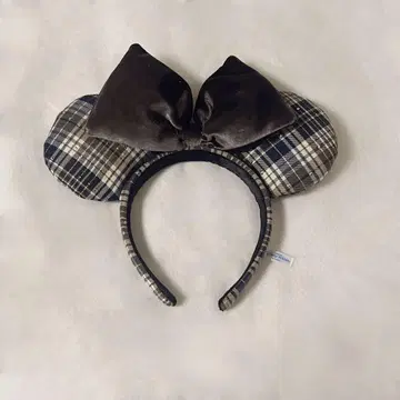디즈니 머리띠 체크 브라운
