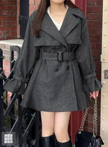 GRL 벨트 포함 페이크 울 트렌치코트 ze910