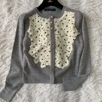 M'S GRACY 플라워 니트 가디건 꽃무늬 펄 버튼