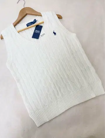 폴로 랄프로렌 케이블 니트 코튼 V넥 스웨터 베스트