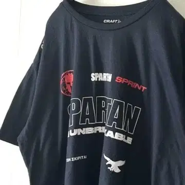 크라프트 SPARTAN 프린트 T 셔츠 L 네이비 네이비 컬러 구제 의류