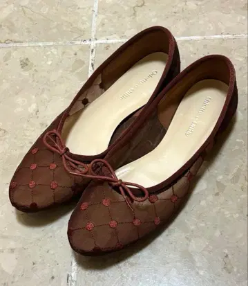 브라운 메쉬 플랫슈즈