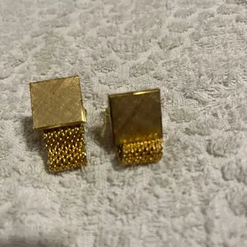 골드 메쉬 장식 스퀘어 커프스 링크