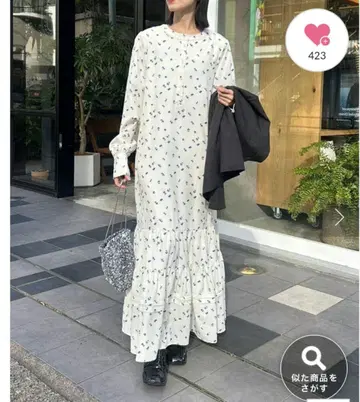 mystic 꽃무늬 티어드 원피스 아이보리 사이즈 1