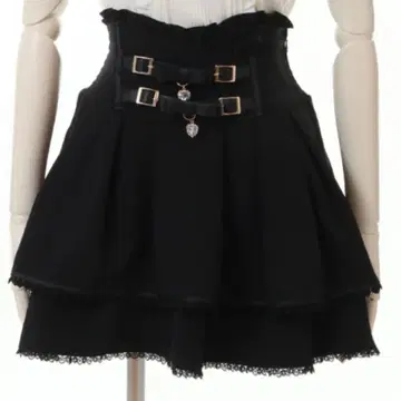 리즈리사 2단 리본 벨트 치마바지 스커트 블랙