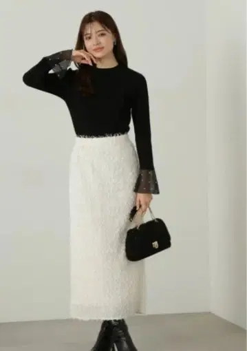 프로포션 바디 드레싱 3D 레이스 타이트 스커트 S 에크루