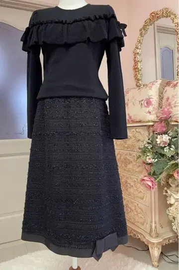 M's 그레이시 그로그랭 리본 스커트 새상품급 40