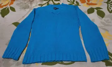 GAP V넥 60% 코튼 긴팔 스웨터 터콰이즈