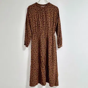 [ GLOBAL WORK ] 브라운 레오파드 무늬 긴팔 원피스 M