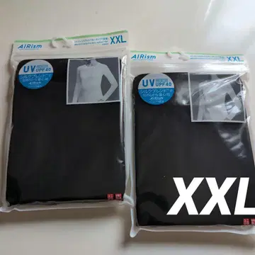 유니클로 AIRism UV컷 크루넥 긴팔T XXL 블랙 2장