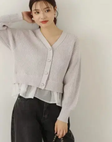 프로포션 바디 드레싱 레이어드 스타일 페플럼 니트 24AW 그레이지