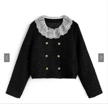 GRL 그레일 2Way 레이스 더블 버튼 트위드 자켓 gn554