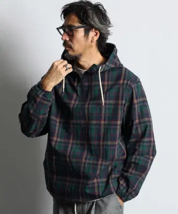 [ 정가 15,400 엔 ] 마드라스 체크 셔츠 후드티 셔츠 아우터 XL