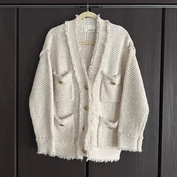 Whim Gazette 트위드 니트 자켓 화이트