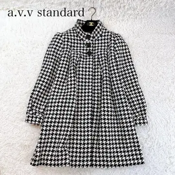 미사용 a.v.v 하운드투스 패턴 롱 코트 울 코트 하이넥 40