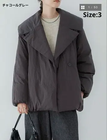 crewre 크루레 더블 브레스트 다운 자켓 차콜 그레이 사이즈 3