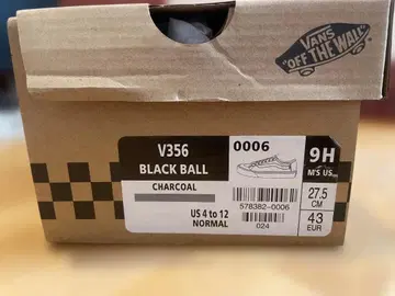 VANS V356 BLACK BALL 차콜 27.5cm 9H 43
