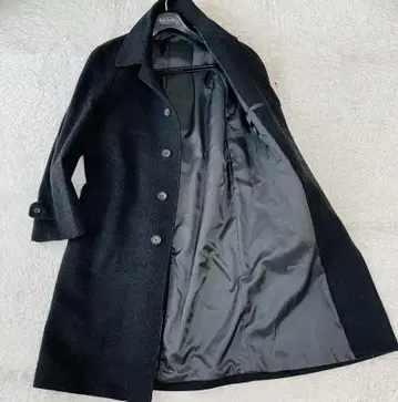 캐시미어 블렌드 LIVBARY 스탠 칼라 블랙 그레이 롱 코트