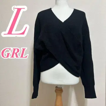 GRL 그레일 블랙 니트 스웨터 L 카슈쿨 깔끔한