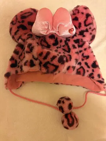 미니 귀달이 핑크 레오파드 무늬 모자