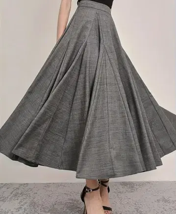 [새상품] 맥시 길이 스커트 그레이 빅 사이즈 톨 사이즈