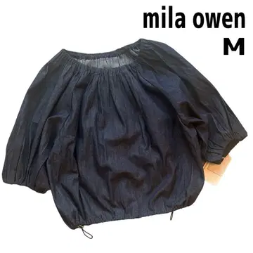 [새상품급] Mila Owen 개더 디자인 데님 블라우스 사이즈 1