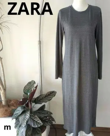 ZARA 리브 티셔츠 롱 원피스 낙하감 M 상당 크루넥