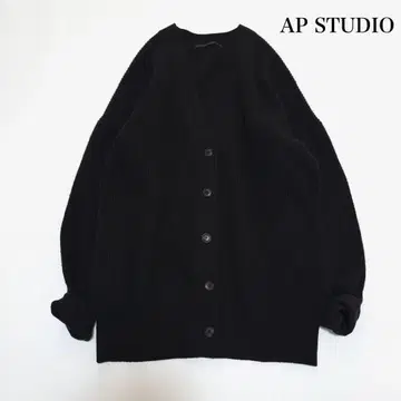 AP STUDIO 울 캐시미어 니트 가디건 블랙 V넥 루즈핏