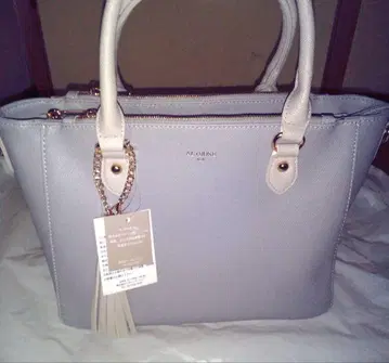 그레이 합성 피혁 토트백