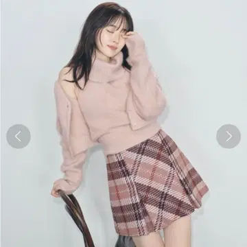 snidel 로빙 체크 미니 스커트 PNK